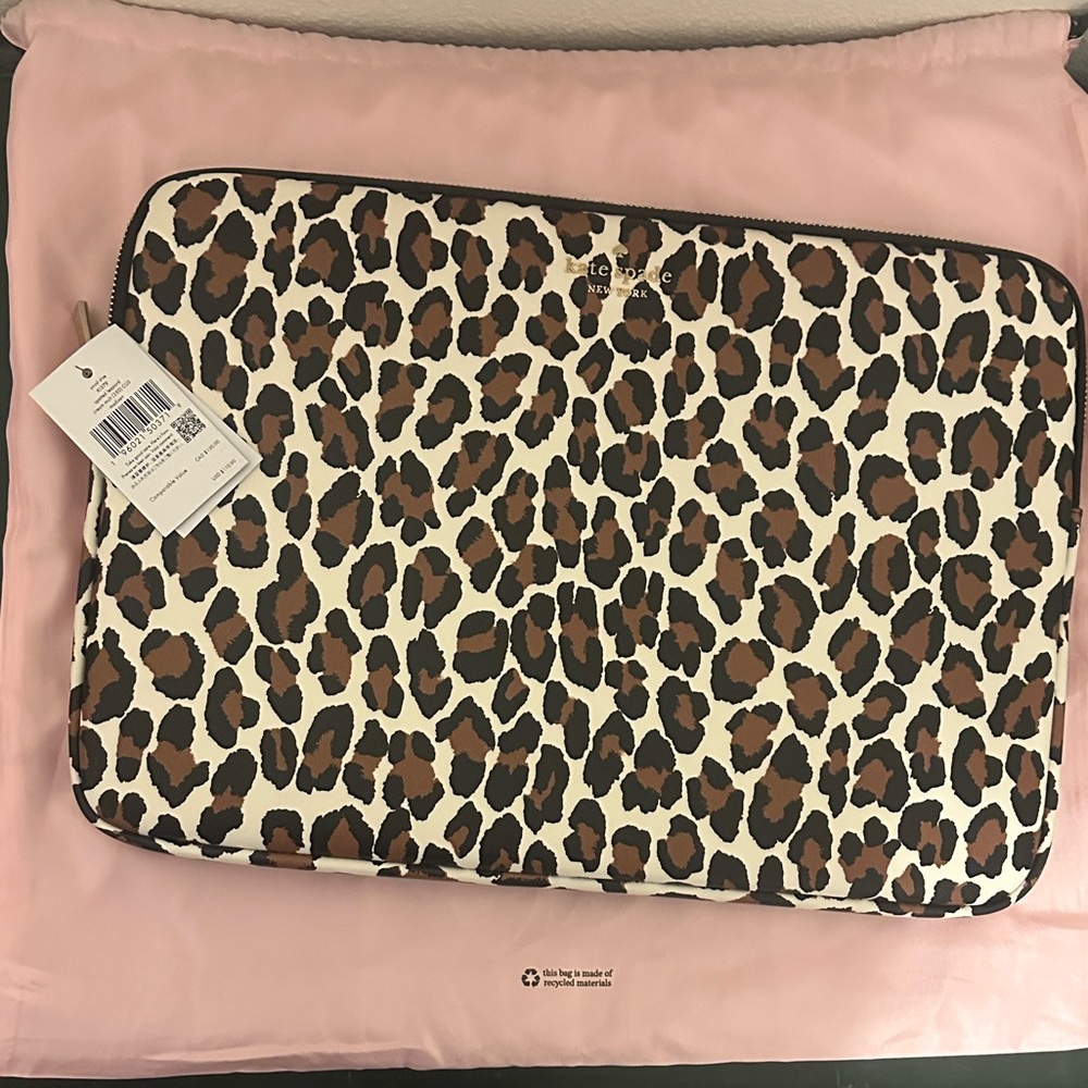 Kate Spade Leopard Print Tablet Laptop Sleeve with Duster Bag